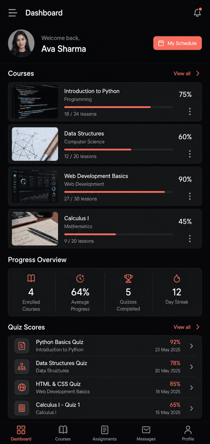 Atlas Academy mobile learning app screens