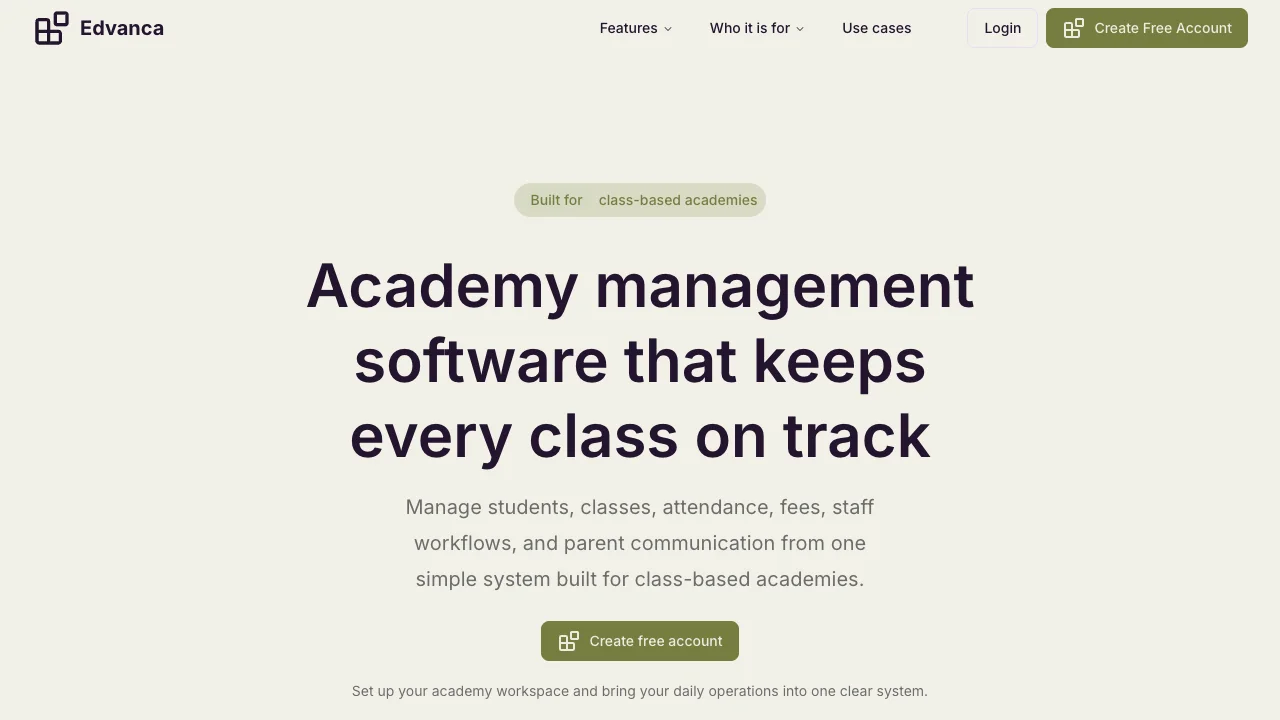 Edvanca public website